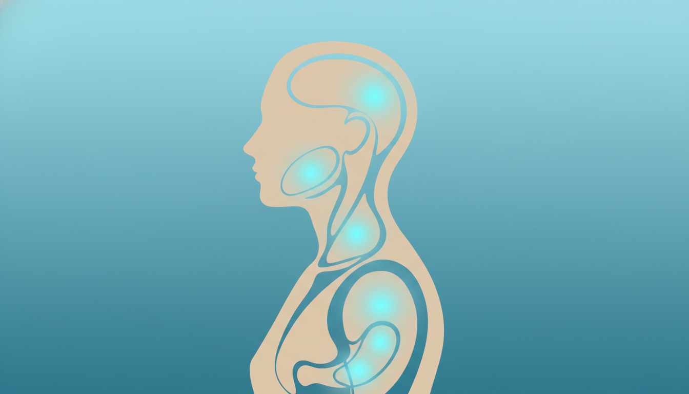 Illustrazione che mostra le aree evidenziate del corpo colpite dai sintomi ansia